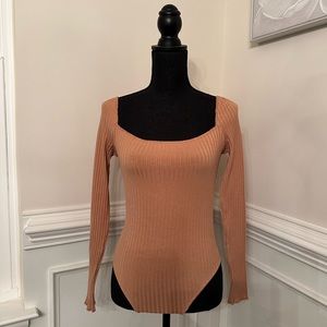 Forever 21 long sleeve square neck bodysuit size small
